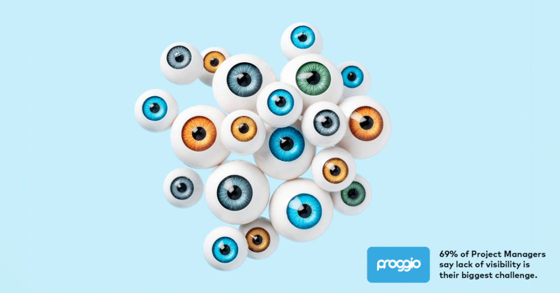 Cluster of colorful eyeballs floating on a light blue background.