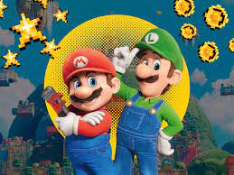 Two animated characters in colorful outfits with stars and coins in the background.